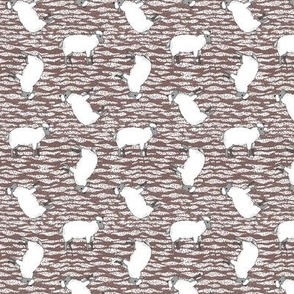 Tilted Sheep on Brown and White
