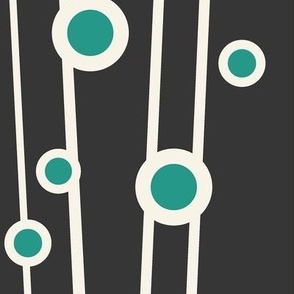 Berry Branch - Polka Dot Geometric - Retro Girl Black Aqua Jumbo Scale