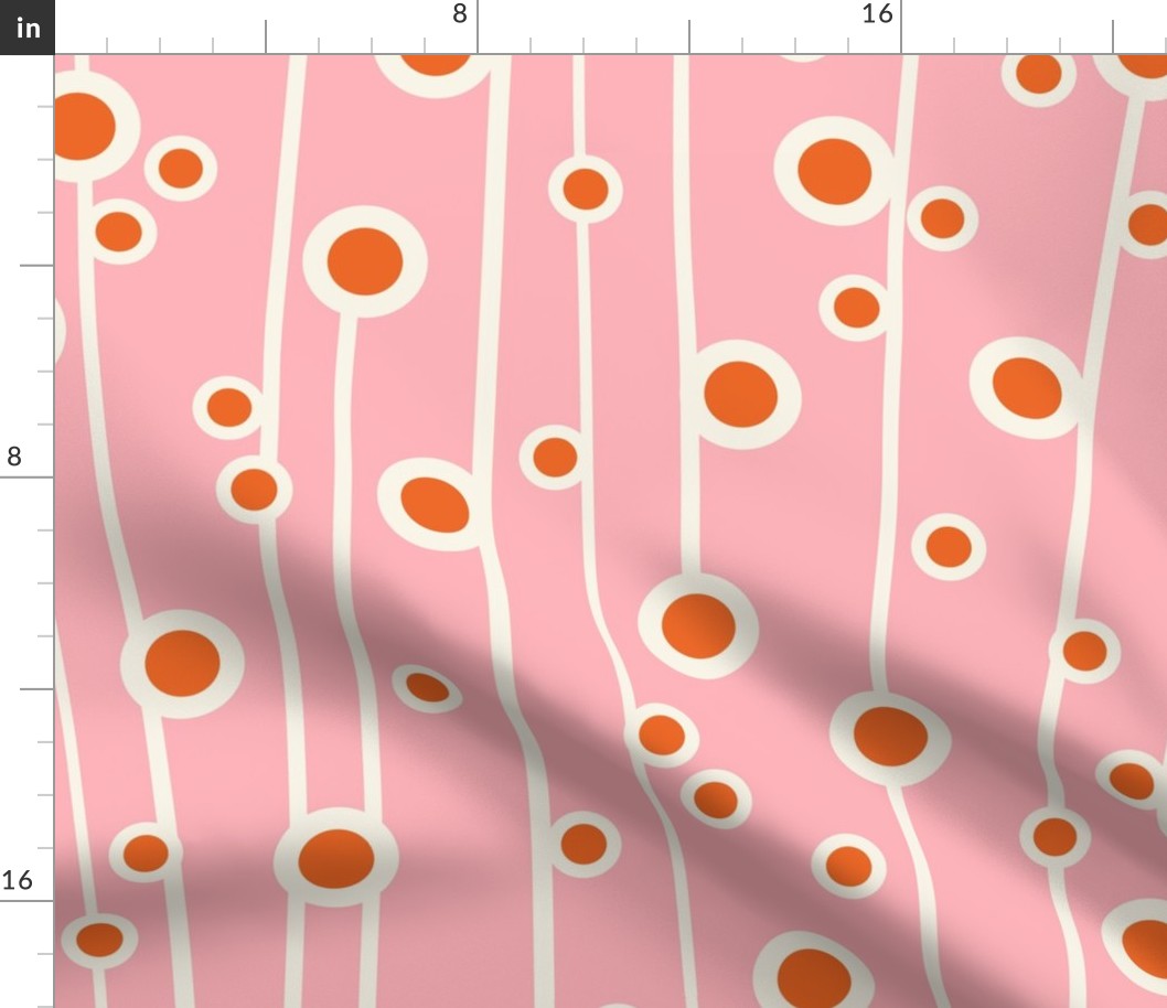 Berry Branch - Polka Dot Geometric - Retro Girl Pink Orange Jumbo Scale