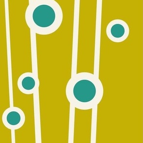 Berry Branch - Polka Dot Geometric - Retro Girl Lime Green Aqua Jumbo Scale