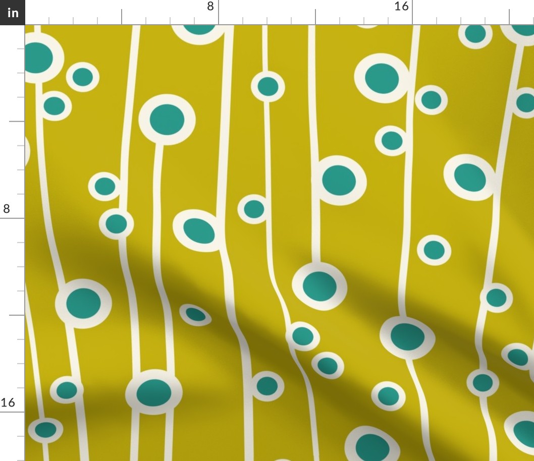 Berry Branch - Polka Dot Geometric - Retro Girl Lime Green Aqua Jumbo Scale