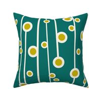 Berry Branch - Polka Dot Geometric - Retro Girl Dark Teal Lime Green Jumbo Scale