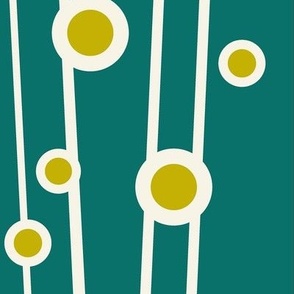 Berry Branch - Polka Dot Geometric - Retro Girl Dark Teal Lime Green Jumbo Scale