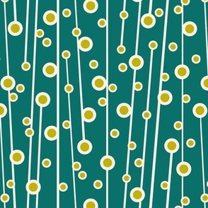 Berry Branch - Polka Dot Geometric - Retro Girl Dark Teal Lime Green Regular Scale