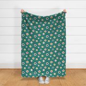 Flower Garden - Retro Girl Dark Teal Outline Large Scale