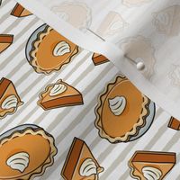 (1.5" scale) Pumpkin pie - toss - fall food - thanksgiving - pie slice - beige stripes - C21