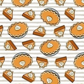 (1.5" scale) Pumpkin pie - toss - fall food - thanksgiving - pie slice - beige stripes - C21