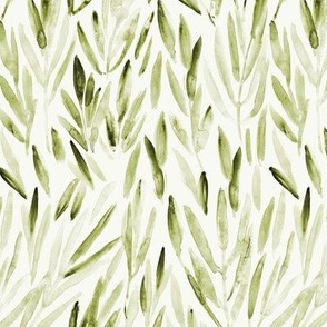 Warm khaki eucalyptus leaves - watercolor leaf nature p171