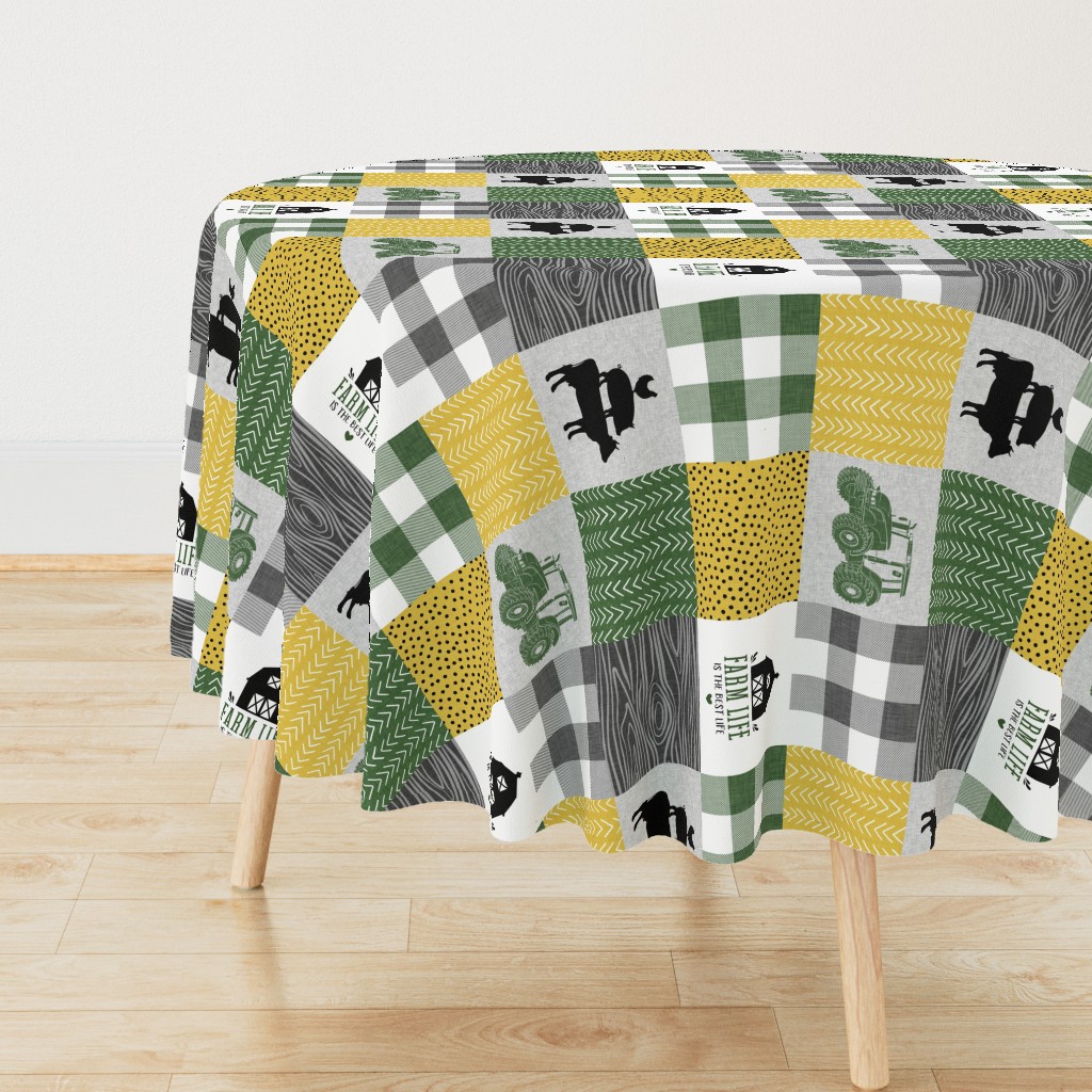 farm patchwork - green yellow and gray - rotated