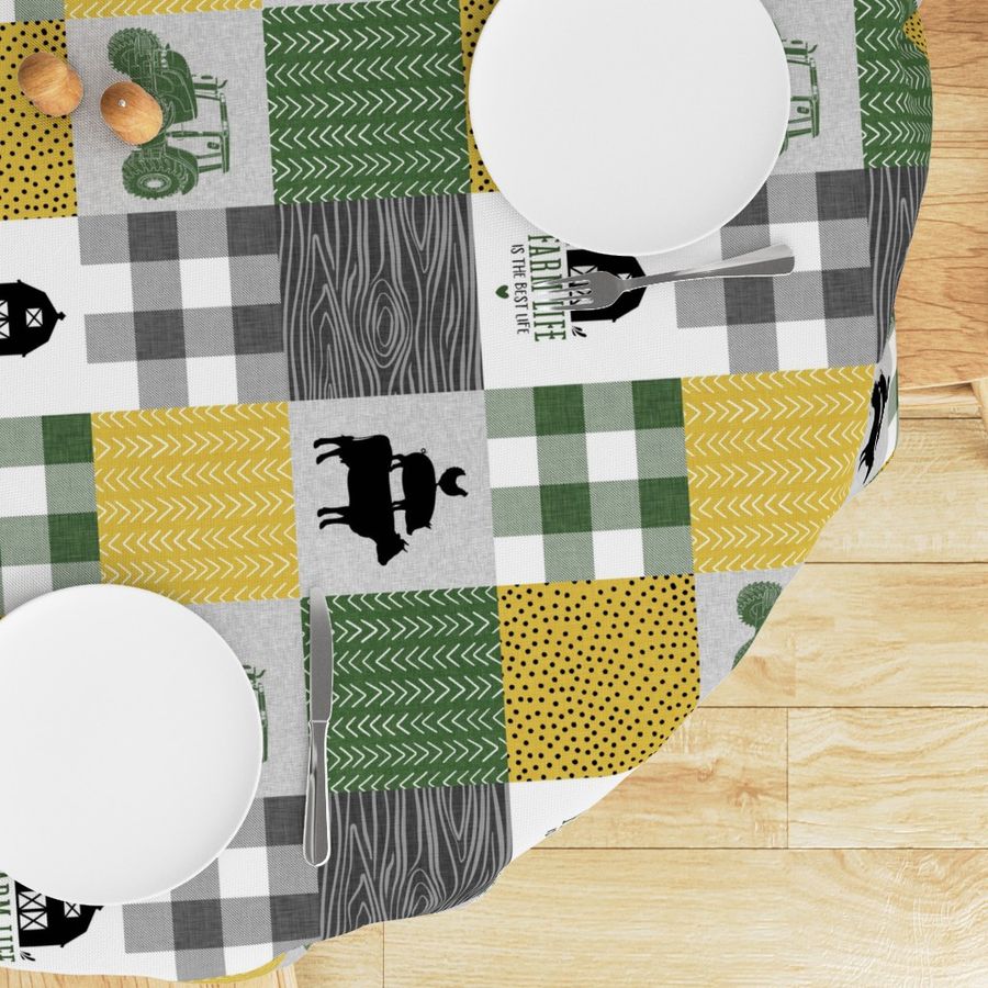 farm patchwork - green yellow and gray - rotated