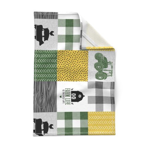 farm patchwork - green yellow and gray - rotated