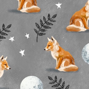 Night Fox - Large on Gray