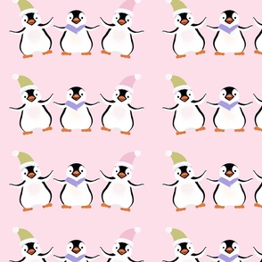 Pastel Christmas penguin buddies