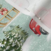 Large Scale / Christmas Traffic / Mint Textured Background