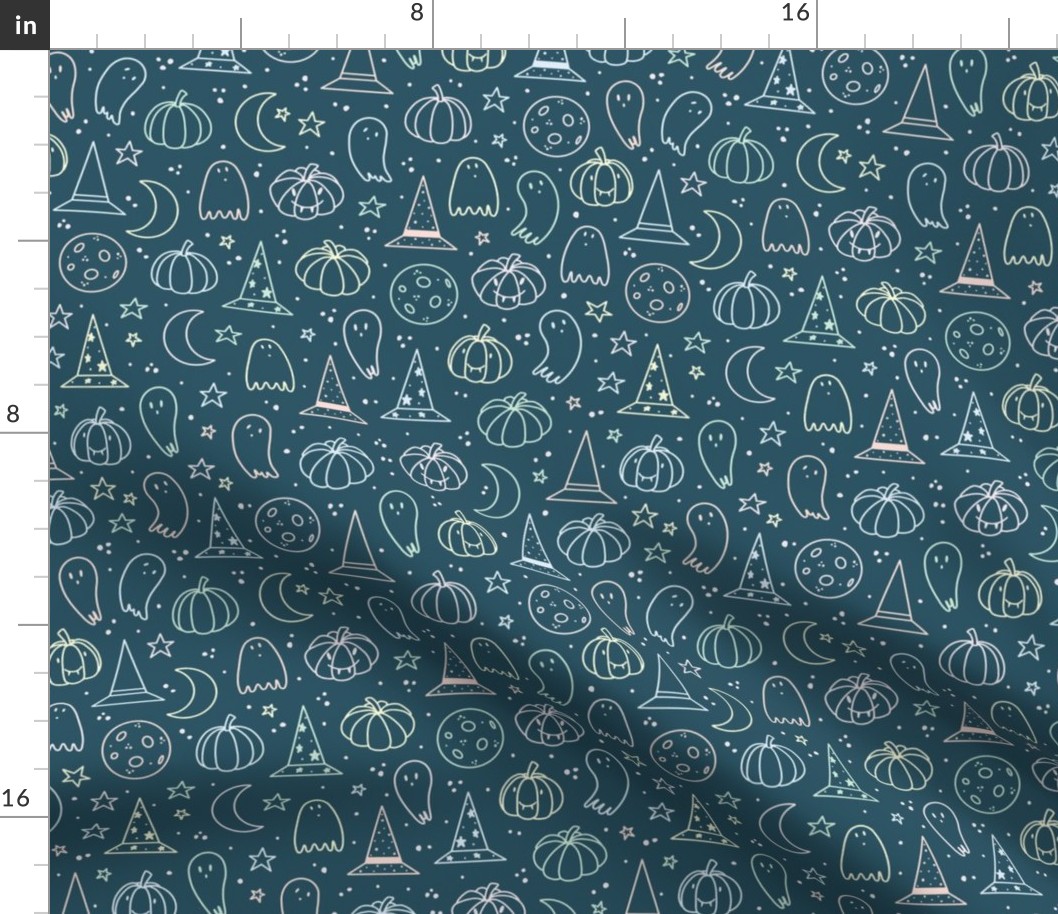 Dark Blue Cute Halloween Pattern