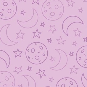 Purple Moon and Stars Pattern