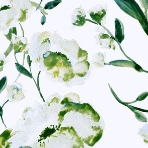 Snow flowers with green leaves  - big