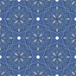 Dusty Blue Mandalas Flower pattern