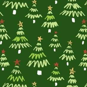Green Christmas Trees scribble