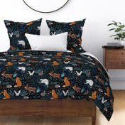 Jungle Nightlife- Black and Navy- Large Scale