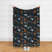 Jungle Nightlife- Black and Navy- Large Scale