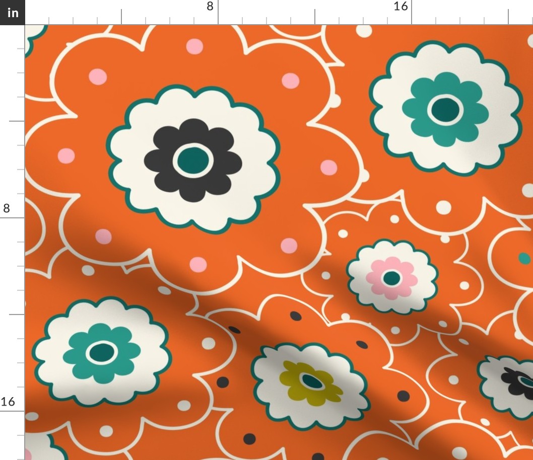 Flower Garden - Retro Girl Orange Outline Jumbo Scale