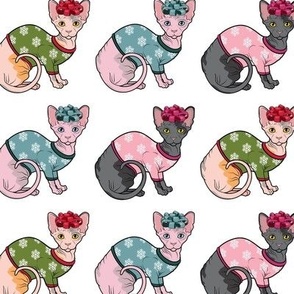 Christmas Sphynx Cats and Bows
