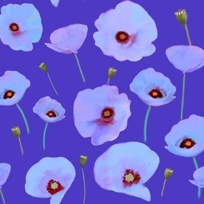 Lilac poppies on indigo