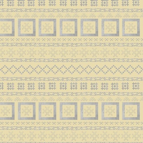 Latvian traditional symbols in rows on mellow yellow