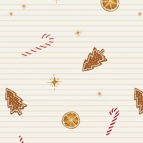 christmas holiday treats -- striped background