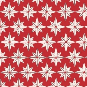 christmas star tiles on red -- large