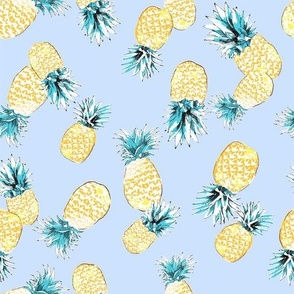 Yellow pineapple pattern on sky blue