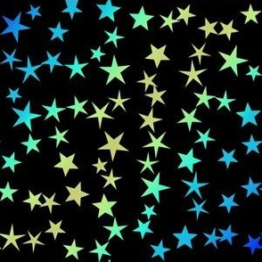 Gold Blue Green Stars