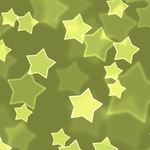 Large Starry Bokeh Pattern - Artichoke Green Color