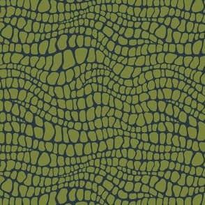Alligator Pattern - Artichoke Green and Medium Charcoal