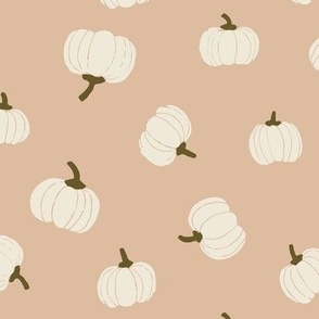 Tossed Creamy White Pumpkins on Blush Pink for Fall