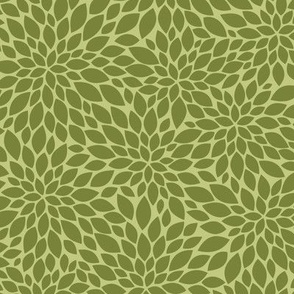 Dahlia Blossoms Pattern - Artichoke Green and Pear Green