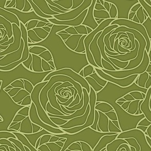 Rose Cutout Pattern - Artichoke Green and Pear Green