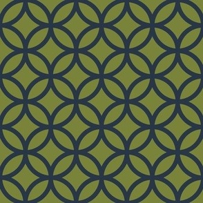 Interlocked Circles Pattern - Artichoke Green and Medium Charcoal