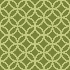 Interlocked Circles Pattern - Artichoke Green and Pear Green