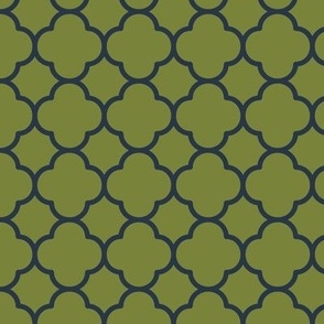 Quatrefoil Pattern - Artichoke Green and Medium Charcoal