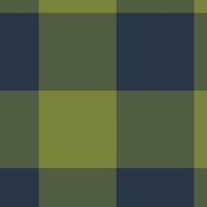 Extra Jumbo Gingham Pattern - Artichoke Green and Medium Charcoal