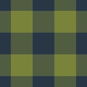 Jumbo Gingham Pattern - Artichoke Green and Medium Charcoal