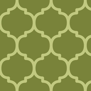 Large Moroccan Tile Pattern - Artichoke Green and Pear Green