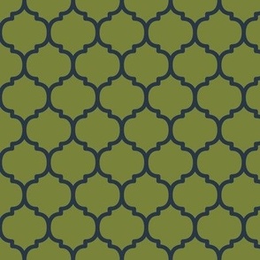 Moroccan Tile Pattern - Artichoke Green and Medium Charcoal