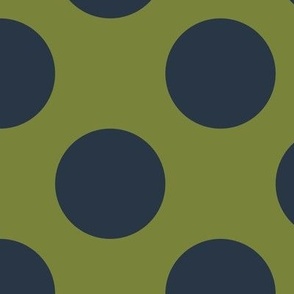 Large Polka Dot Pattern - Artichoke Green and Medium Charcoal