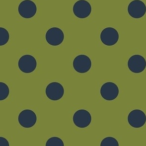 Big Polka Dot Pattern - Artichoke Green and Medium Charcoal