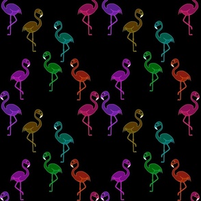 Flamingo Party Neon (rainbow) #2 - black, medium 