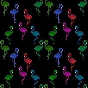 Flamingo Party Neon (rainbow) #1 - black, medium 