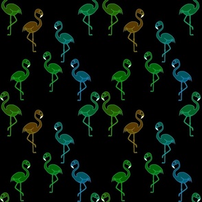Flamingo Party Neon (green, blue) - black,  medium 
